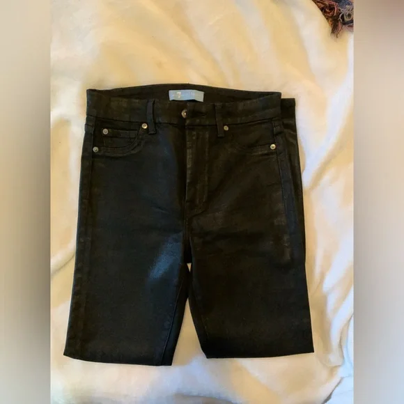 NWOT 7 FOR ALL MANKIND B(AIR) High Waisted Ankle Skinny Jean in Coated Black 27 - Picture 14 of 16